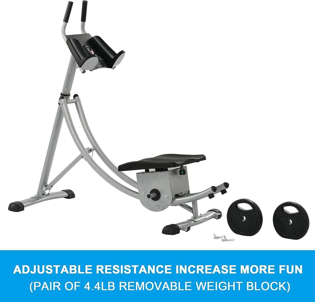 Adjustale Ab Traniner Coaster Foldable Abdominal Exercise Equipment Machine Body Exercise Less Stress on Neck  Back Workout Machine for Home Gym Exercise (Silver)