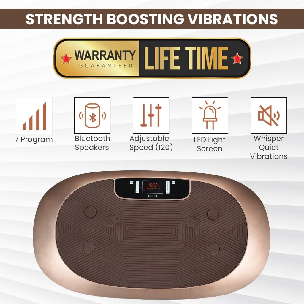 EILISON 4D Vibration Plate Exercise Machine - 3 Powerful Silent Motors Oscillation, Linear, Pulsation for Home Fitness - Full Body Viberation Machine for Recovery  Tonning