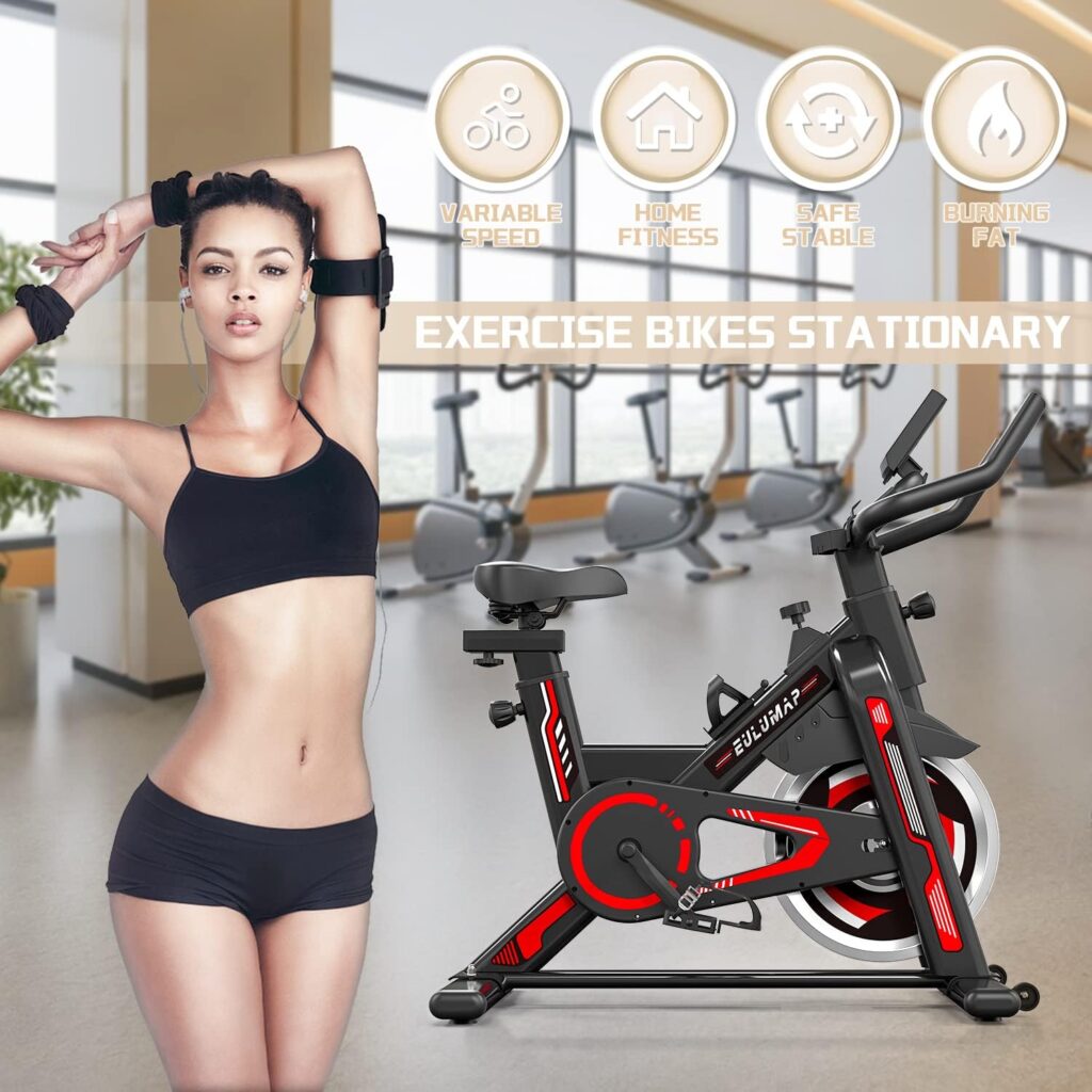 Lightweight Exercise Bike Stationary Bikes For Home, Indoor Foldable 70% Pre-Assembled Cycling Bike, 5.5 LBS Flywheel, 260LBS Capacity
