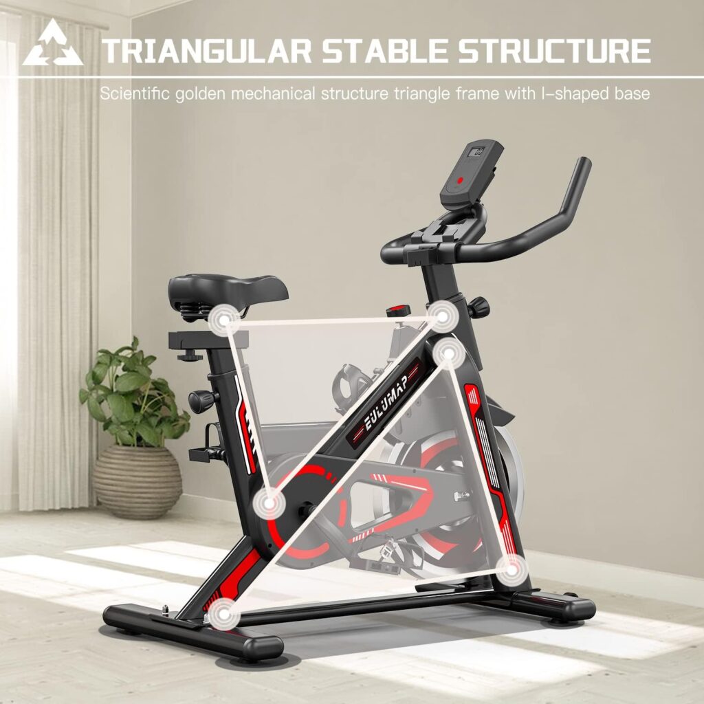 Exercise Bike-Stationary Bikes Indoor Cycling Bike, Spin Bike Belt Drive Indoor Exercise Bike with LCD Monitor and Comfortable Seat Cushion