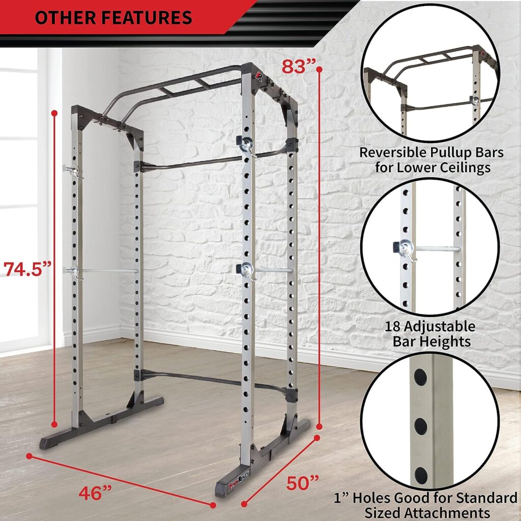 Fitness Reality Squat Rack Power Cage with | Optional LAT Pulldown  Leg Holdown Attachment | Squat and Bench Rack Combos| Super Max 810 XLT |