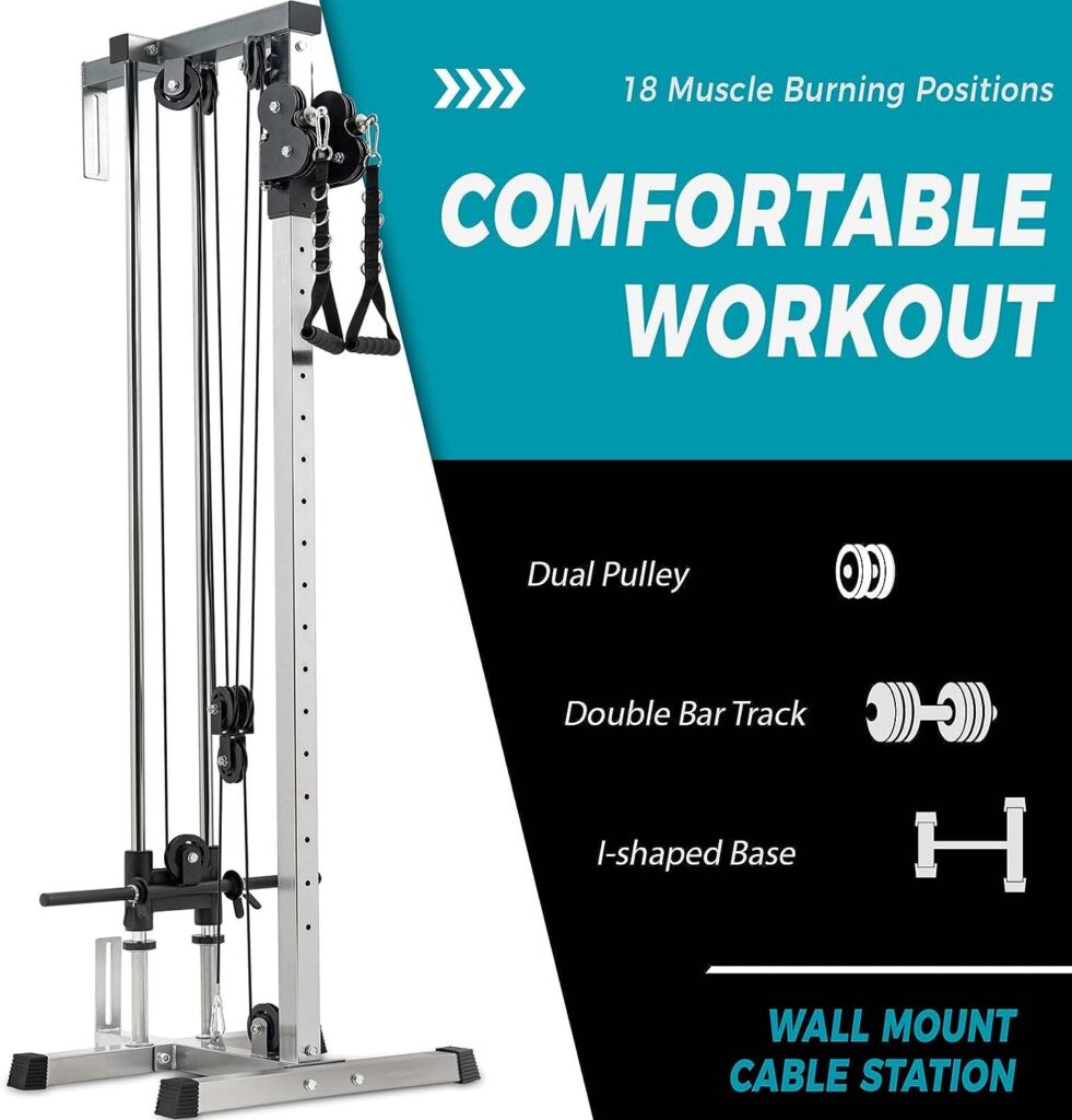 KNAMOTL Pulldown Machine Home Gym Fitness, Modern LAT Pulldown Machine with Adjustable Seat Height for Strength Exercises Designed to Develop The Latissimus Dorsi Muscle, Silver