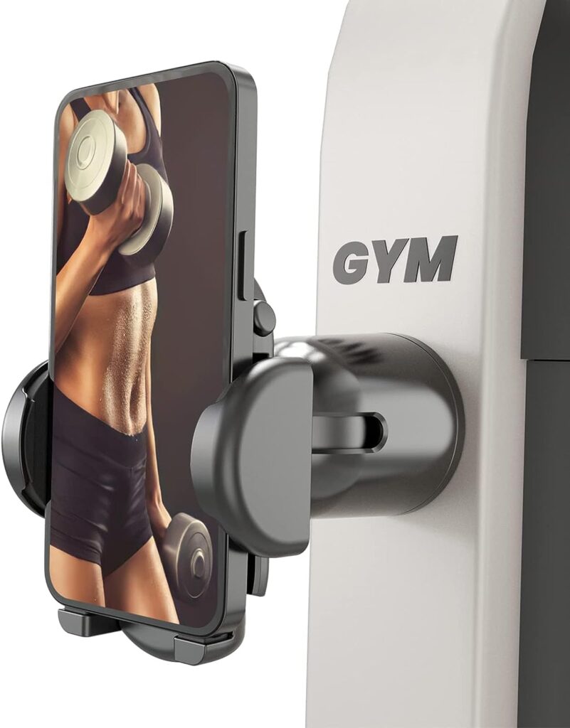 MiiKARE Gym Accessory Magnetic Phone Holder for Videos, Universal Hands-Free Magnetic Phone Mount for Gym with 360 Degree Angle Adjustable, Home Gym Essentials Phone Mount for Women an Men-Black