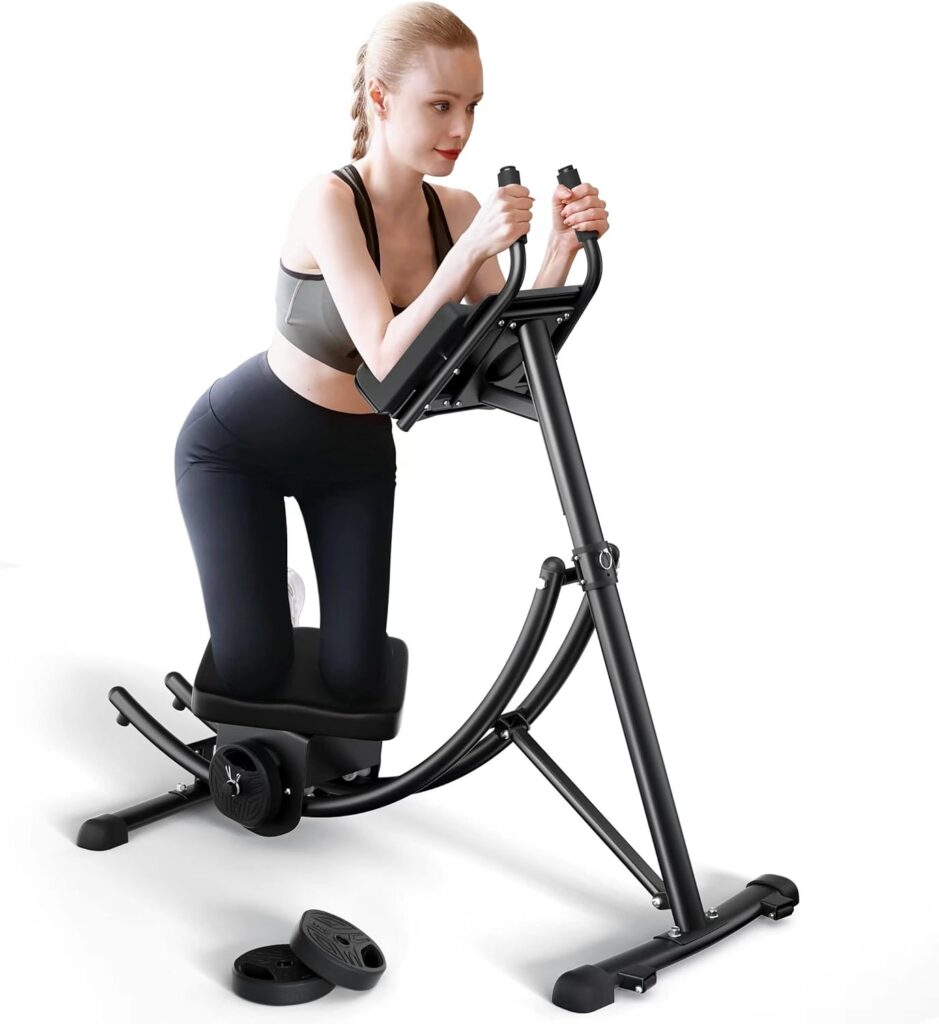 Abdominal Crunch Coaster Ab Machine Foldable Exercise Equipment 440lbs Max Capacity , Less Stress on Neck  Back, Abdominal/Core Fitness Equipment for Home Gym