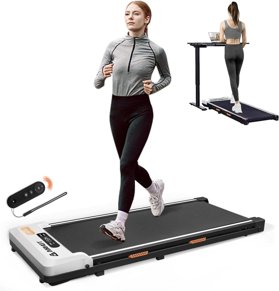 AIRHOT Under Desk Treadmill, Walking Pad 2 in 1 for Walking and Jogging, Portable Walking Treadmill with Remote Control Lanyard for Home/Office, 2.5HP Low-Noise Desk Treadmill in LED Display