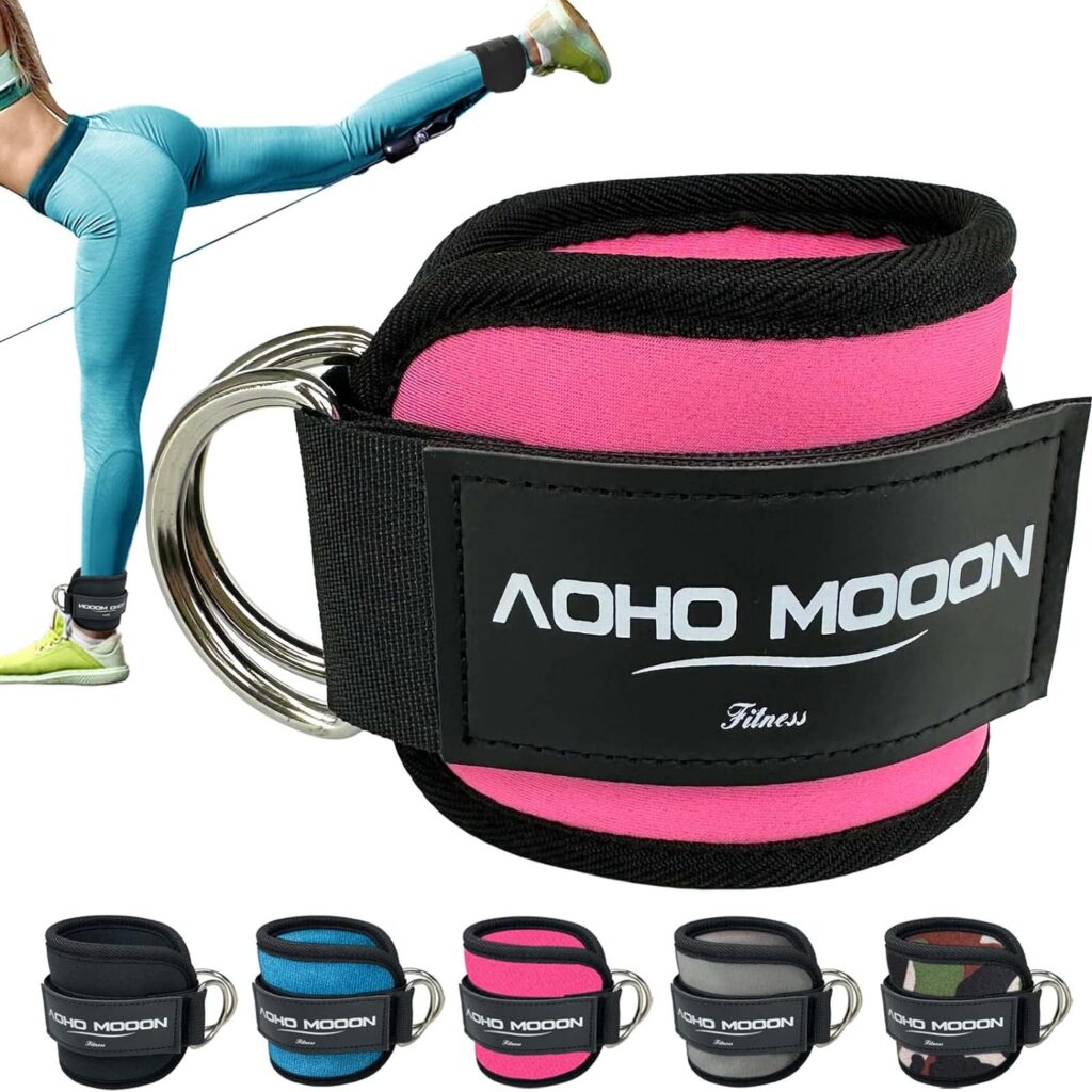 AOHO MOOON Ankle Strap for Cable Machine Attachments, Gym Accessories for Women and Men, Neoprene Ankle Cuffs for glute Kickback, Leg Workouts ande Booty Hip Abductors Exercise