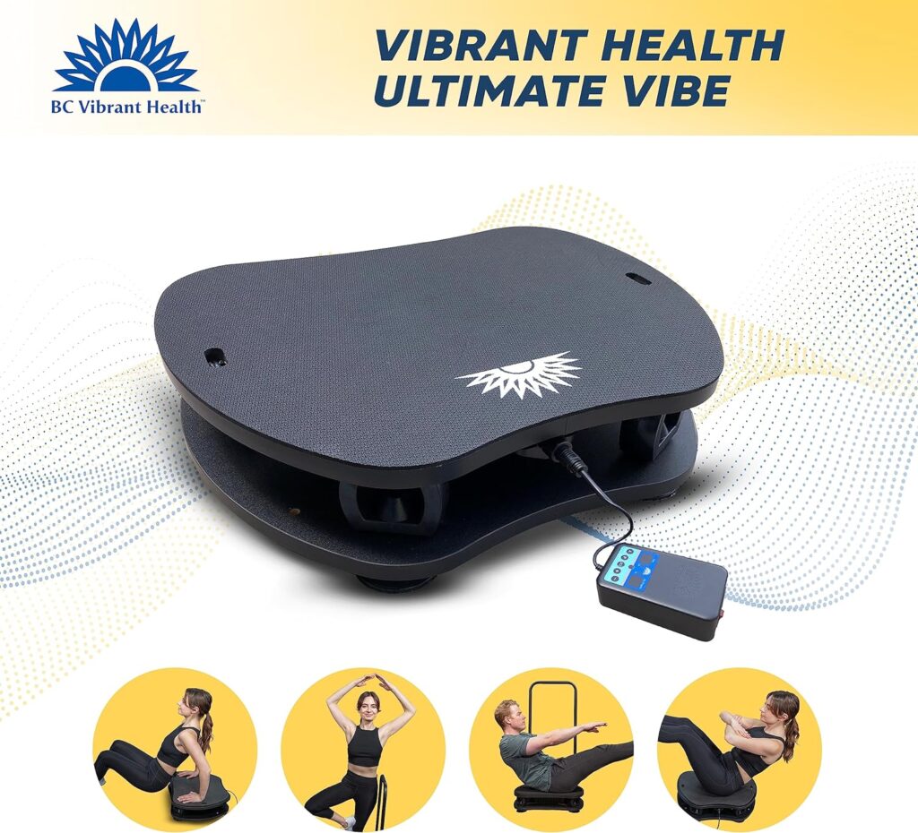 BC Vibrant Health Vibration Plate Exercise Machine Ultimate Vibe with Workout Poster - Whole Body Vibrating Plate Exercise Machine with Resistant Bands – Remote Control Included