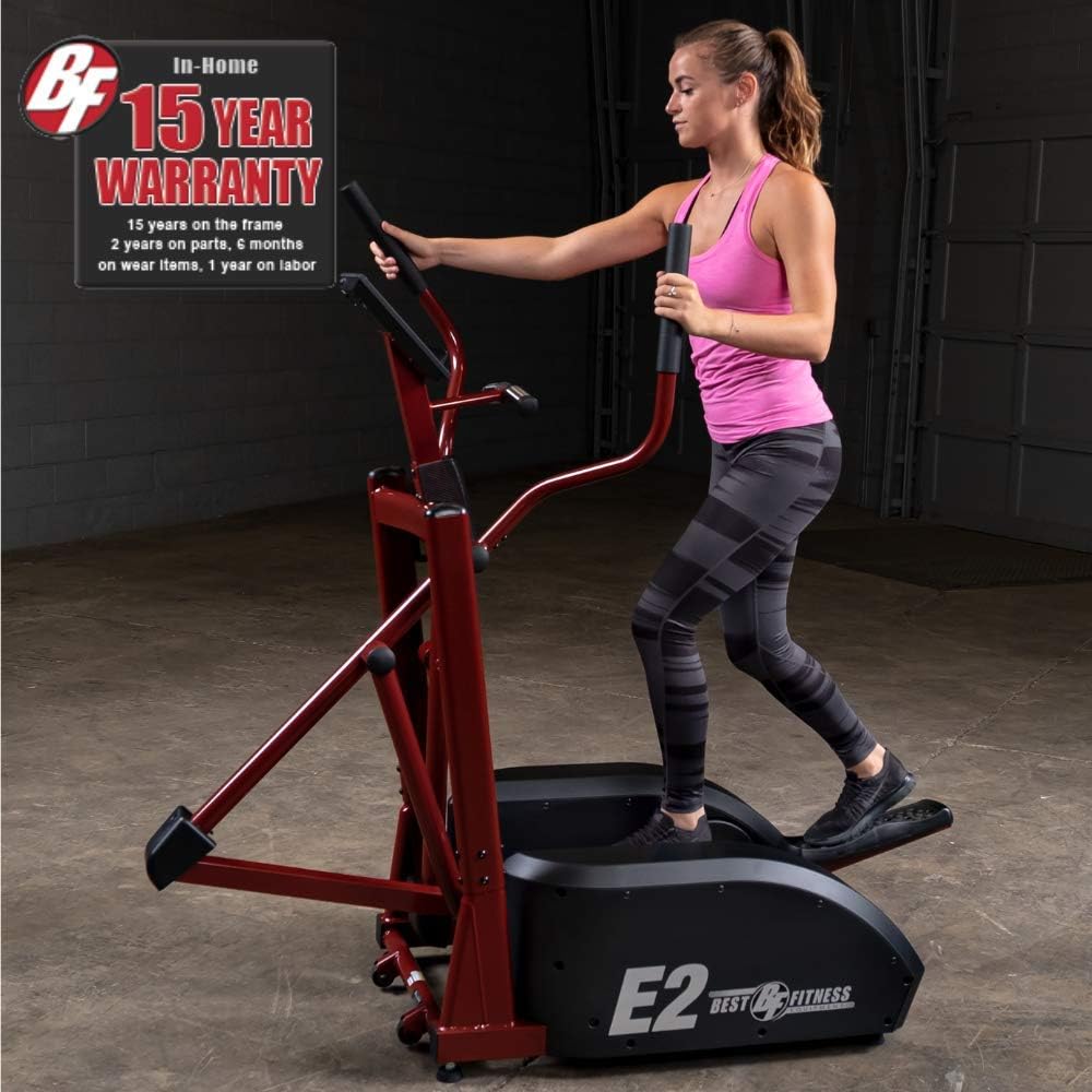 Best Fitness (BFE2 Elliptical Trainer Machine, Cardio Workout Crosstrainer Exercising Machines for Home Gym with 275lb Weight Capacity, Red