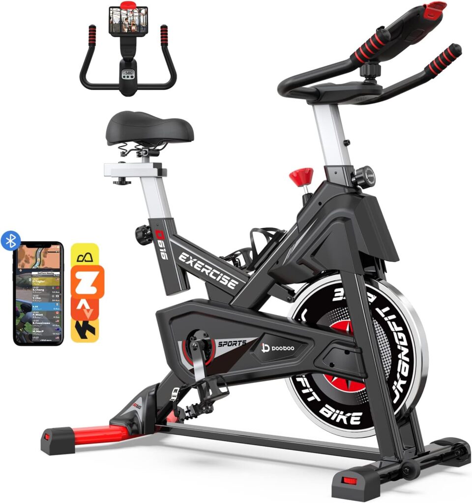 Exercise Bike, Magnetic Stationary Bike for Indoor Cycling (Upgraded Version) w/ 360° Rotate Ipad Holder for Home Gym, Silent Belt Drive Indoor Bike w/ Comfortable Seat Cushion, 350 lbs Weight Capacity