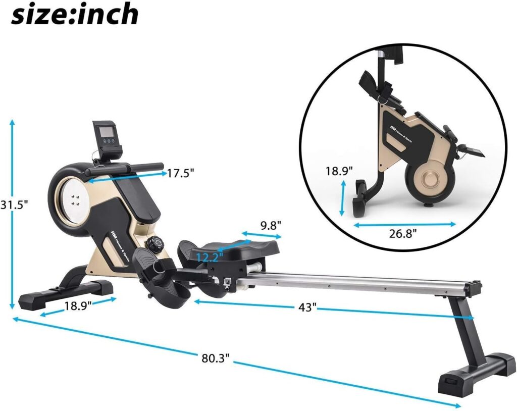 Foldable Rowing Machines Home Rowing Machine, Magnetic Compact Indoor Rowing Machine, 8-Level Adjustable Resistance Silent Fitness Equipment, Ultra Compact Design with No Need for Folding