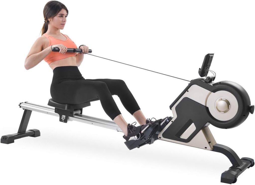 Foldable Rowing Machines Home Rowing Machine, Magnetic Compact Indoor Rowing Machine, 8-Level Adjustable Resistance Silent Fitness Equipment, Ultra Compact Design with No Need for Folding