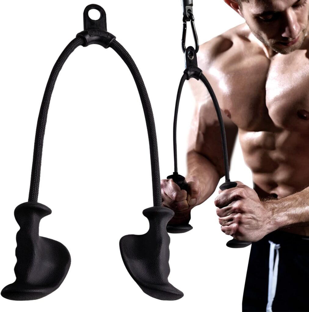 KKH Ergonomic Triceps Rope Pull Down with Anti-Slippery Natural Rubber Grip for Activating More Muscle Fibers-Gym Rope for Push Downs, Triceps Pull Downs Crunches, Facepulls