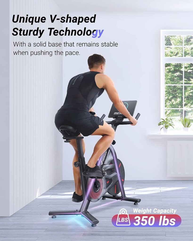 MERACH Exercise Bike, Bluetooth Stationary Bike for Home with Magnetic Resistance/Automatic Resistance, Indoor Cycling Bike with 330lbs/350lbs Weight Capacity, iPad Holder, TT