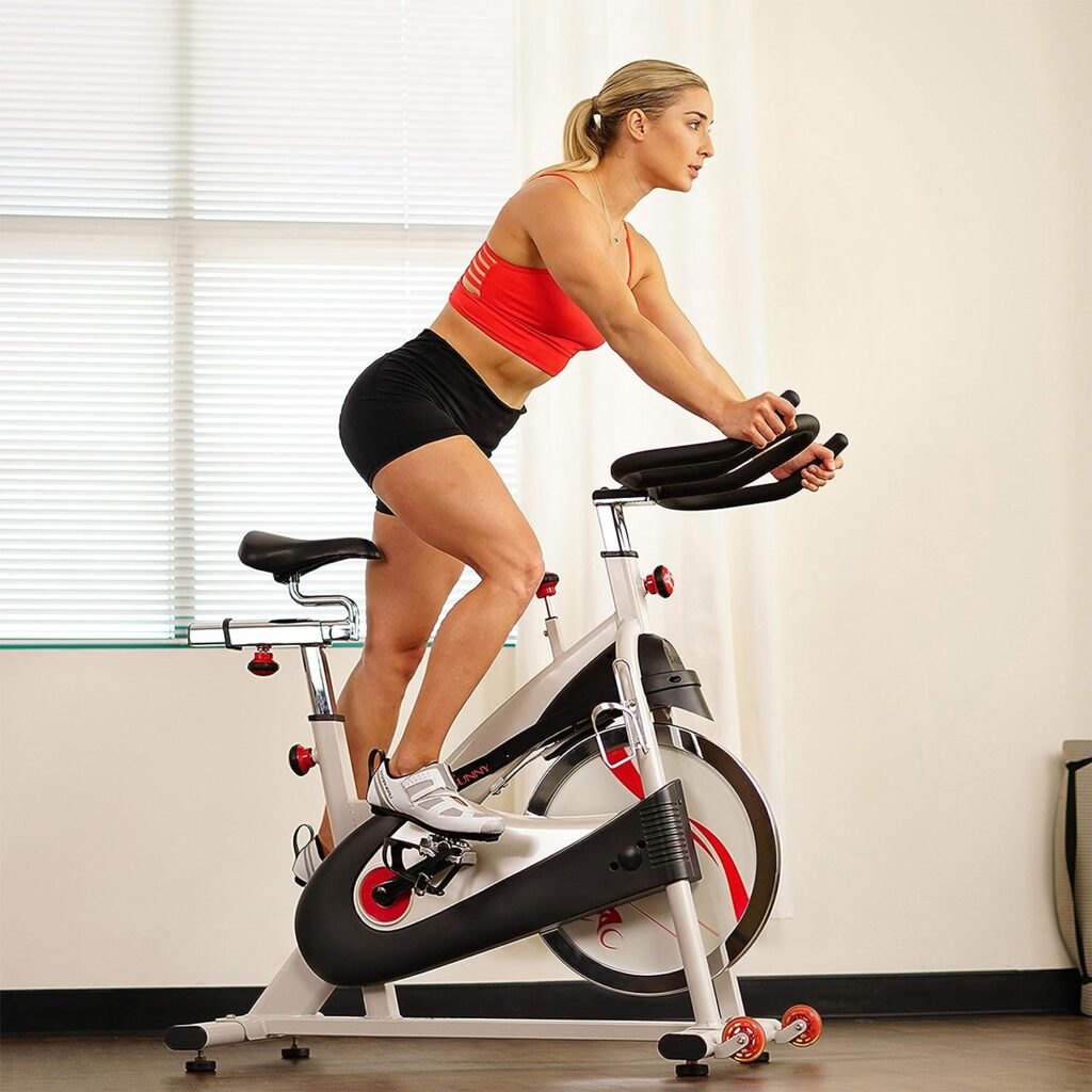 Sunny Health  Fitness Premium Indoor Cycling Exercise Bike with Clip-In Pedals - SF-B1509/C