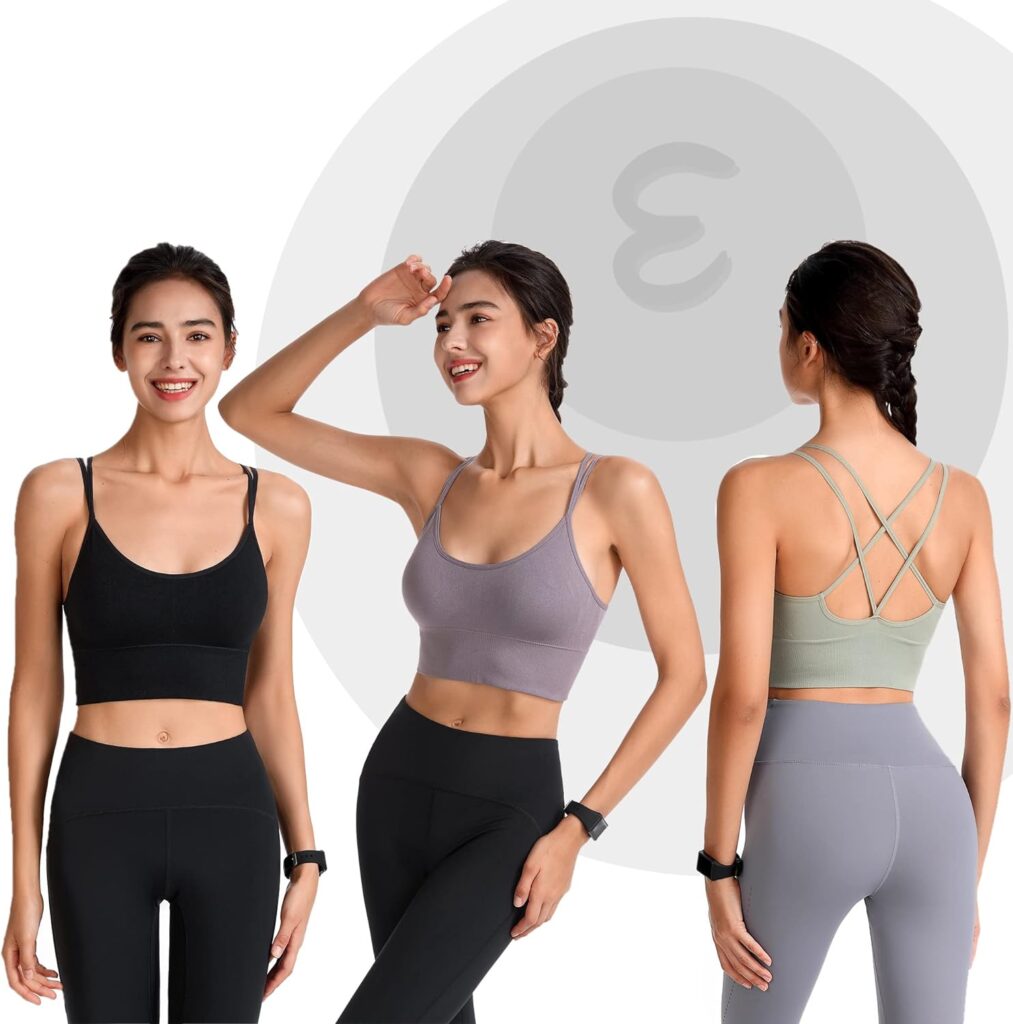 Evercute Cross Back Sport Bras Padded Strappy Criss Cross Cropped Bras for Yoga Workout Fitness Low Impact