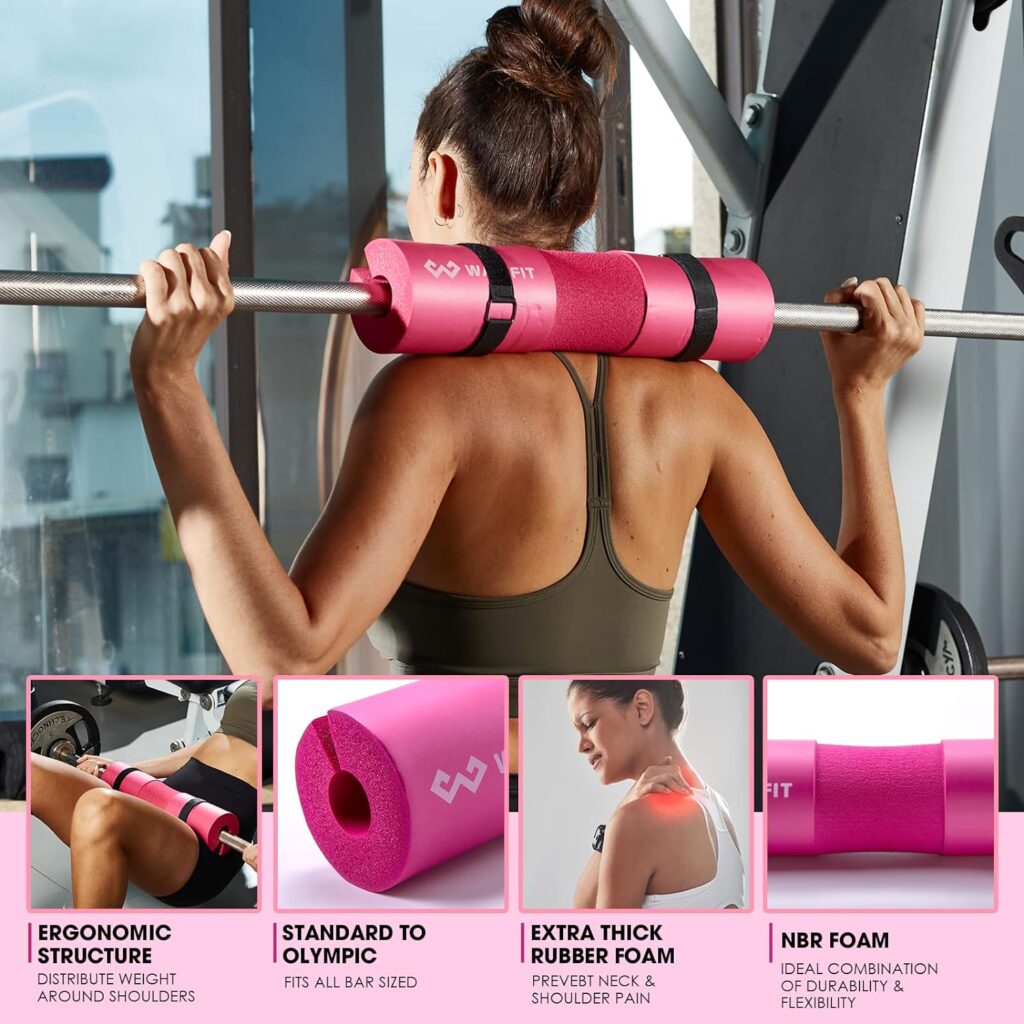 Gym Barbell Pad Set for Women and Men, 4/5/9Pcs Barbell Pad and Ankle Strap Set for Hip Thrust, Gym Set Equipment with Barbell Pad, Resistance Bands, Ankle Safety Straps, Lifting Strap and Carry Bag