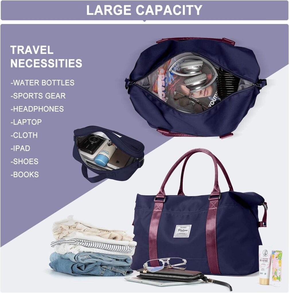 HYC00 Travel Duffel Bag, Sports Tote Gym Bag, Shoulder Weekender Overnight Bag for Women,Pink