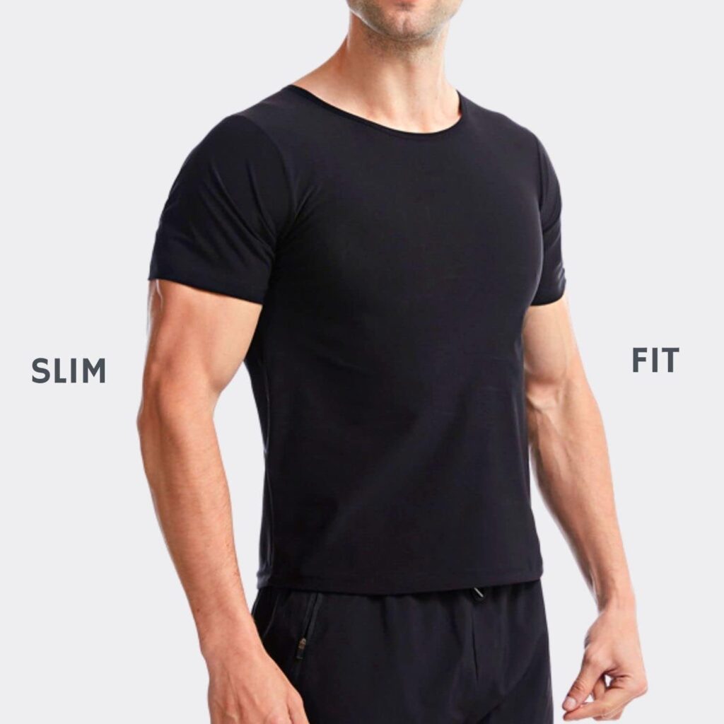 NANOHERTZ Sauna Sweat Suit Weight Loss Shapewear Top Shirt Waist Vest Trainer Workout Exercise Fitness Gym Short Sleeves Men