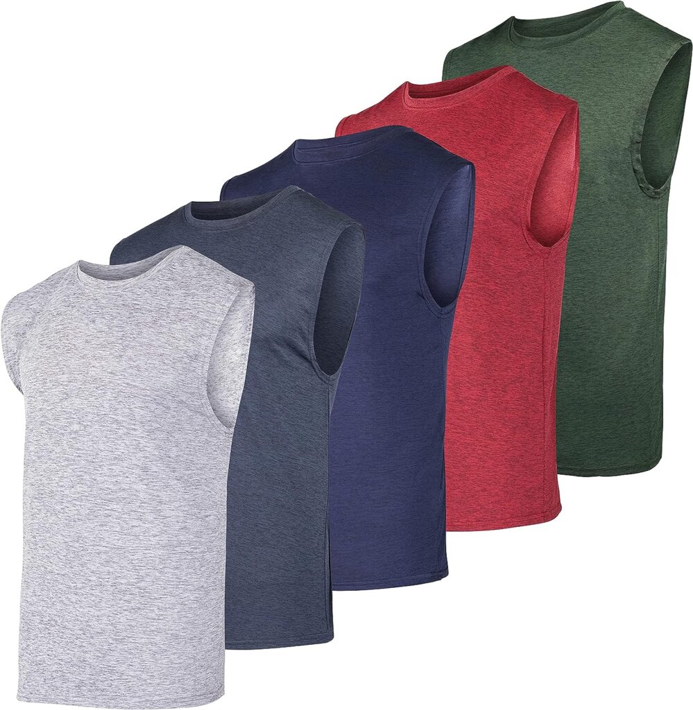Real Essentials 3  5 Pack: Mens Dry-Fit Active Athletic Tech Tank Top - Regular and Big  Tall Sizes (S-5XLT)