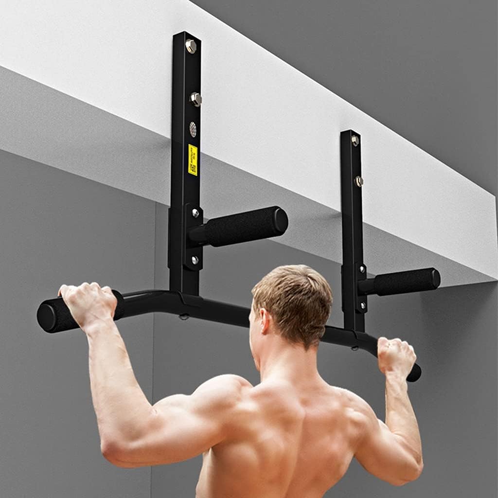 Wall-Mounted Pull-Up Bar,Doorway Gym Chin-Up Bar,Heavy Duty Exercise Bar,Upper Body Workout Bar,Fitness Bracket,for Indoor Home Workout,Safety Load 300kg (Color : Silver, Type : Straight Rod)