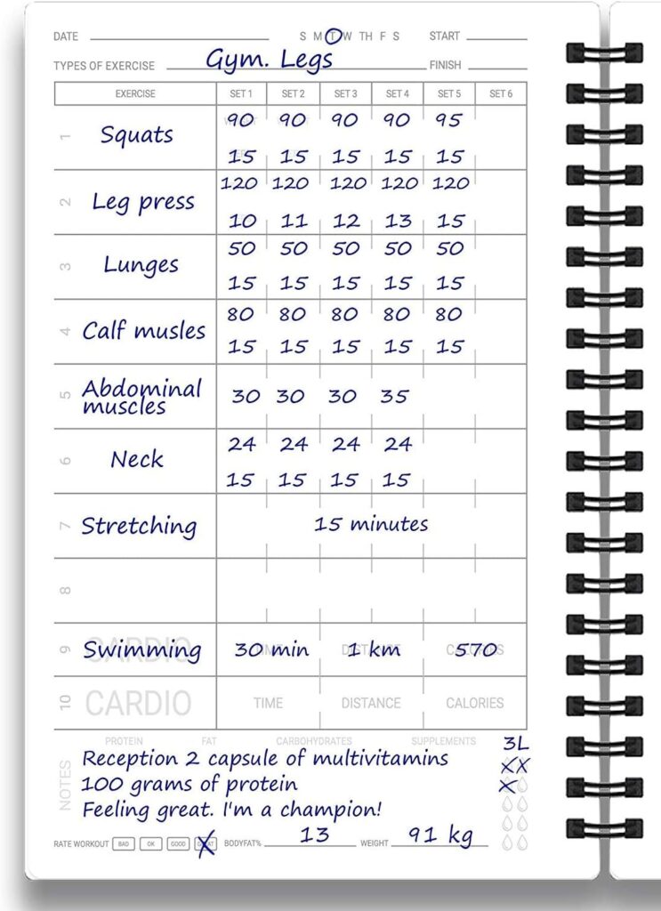 Cossac Undated Fitness Journal  Workout Planner - Designed by Experts Gym Notebook, Workout Tracker,Exercise Log Book for Men Women