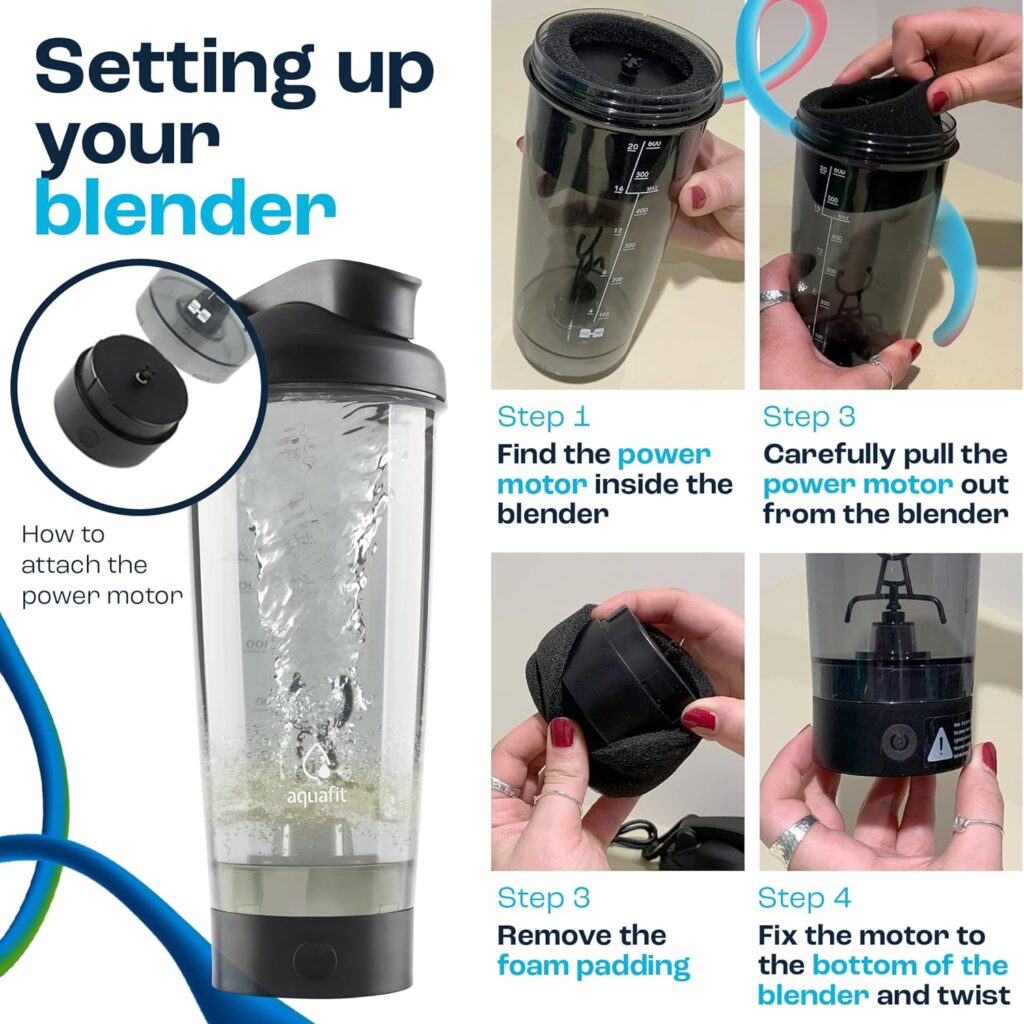 Electric Protein Shaker Bottle - USB Rechargeable Blender Bottles - 24oz Shaker Bottles for Protein Mixes - Blender Bottle - Protein Mixer - Protein Shaker - Shaker - Gadgets for Men - Gym Accessories