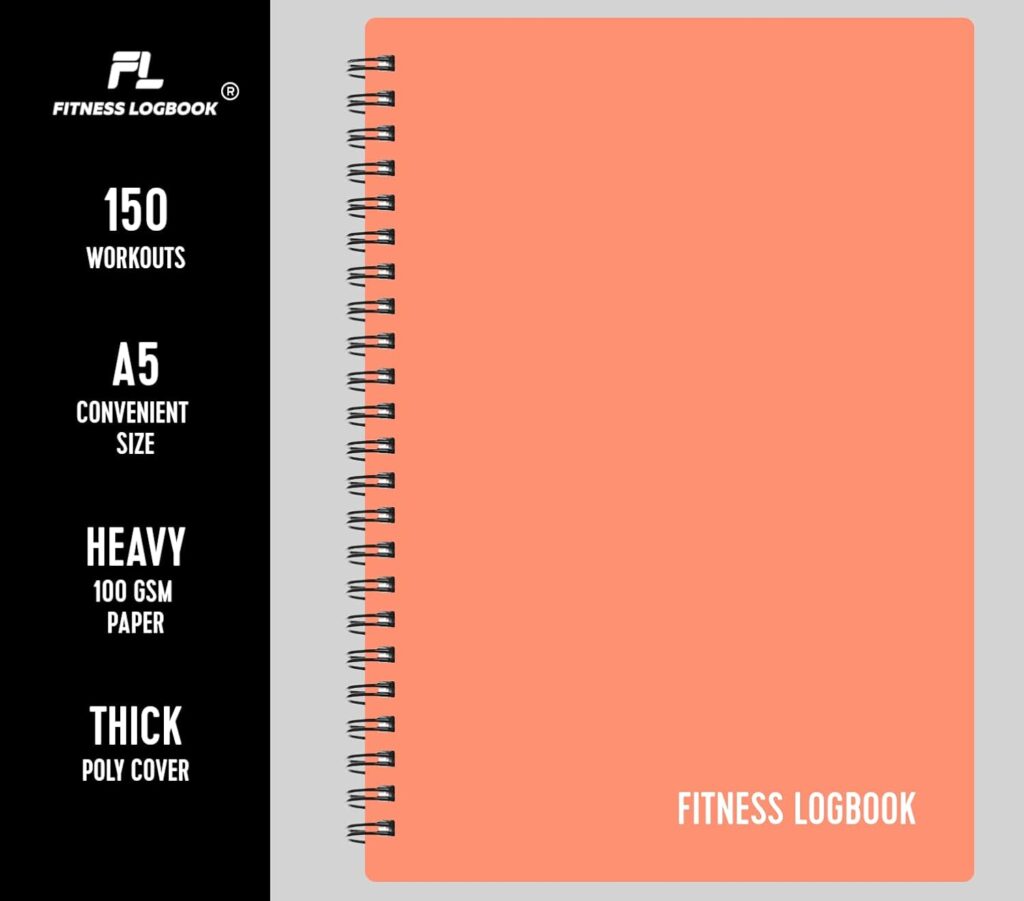 Fitness Logbook for Women  Men - A5 Undated Workout Journal, Planner Log Book to Track Weight Loss, Muscle Gain, Gym Exercise, Bodybuilding Progress - Thick Paper, Poly Cover, Sturdy Binding