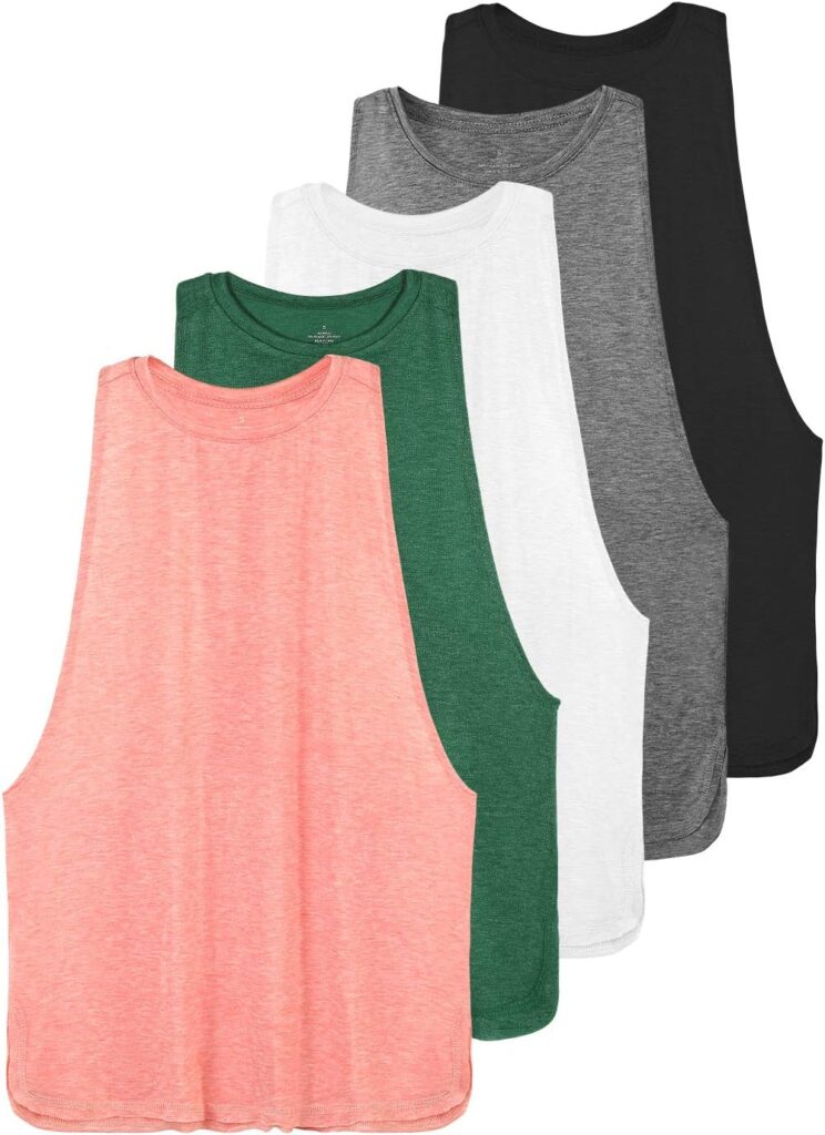 Ullnoy Workout Tank Tops for Women Running Muscle Tanks Sleeveless Loose Fit Gym Yoga Sport Shirts 3-5 Pack